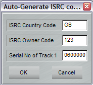 SADiE 5 Auto ISRC codes screenshot