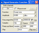 Small screenshot of an swept sine generator setting