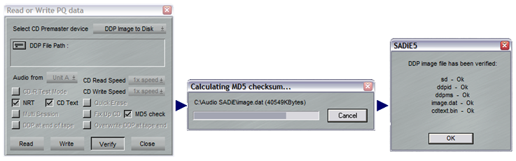 SADiE 5 DDP image transfer screenshots