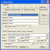Small screenshot of an frequency response sweep settings