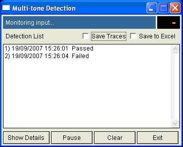 multi-tone transmission test script user interface