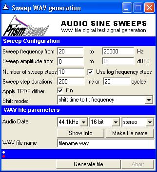 Sweep generator interface