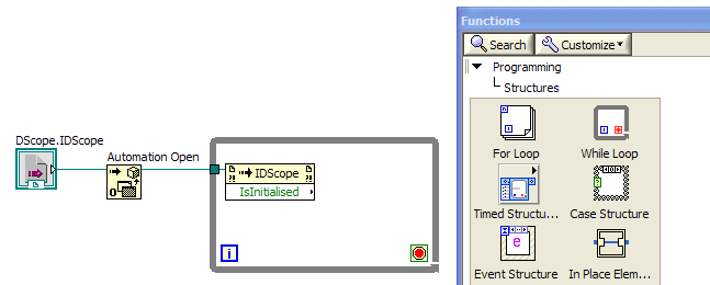 LabVIEW Screenshot: adding a while loop